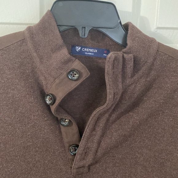 NWOT Cremieux sweater knit long sleeve quarter button up mens brown pullover - Picture 4 of 9